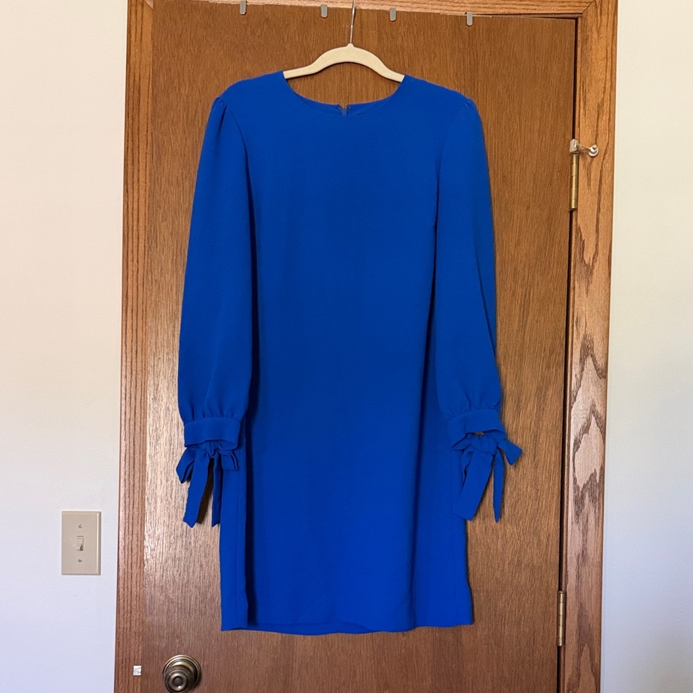 Banana Republic Cobalt Blue Long Sleeve Shift Dress with Tie Cuffs